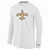 Nike New Orleans Saints Logo Long Sleeve T-Shirt White,baseball caps,new era cap wholesale,wholesale hats