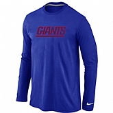 Nike New York Giants Authentic Logo Long Sleeve T-Shirt Blue,baseball caps,new era cap wholesale,wholesale hats