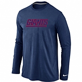 Nike New York Giants Authentic Logo Long Sleeve T-Shirt D.Blue,baseball caps,new era cap wholesale,wholesale hats