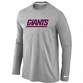 Nike New York Giants Authentic Logo Long Sleeve T-Shirt Gray,baseball caps,new era cap wholesale,wholesale hats