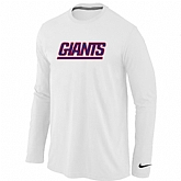 Nike New York Giants Authentic Logo Long Sleeve T-Shirt White,baseball caps,new era cap wholesale,wholesale hats