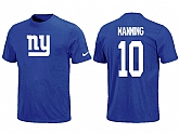 Nike New York Giants Eli Manning Name & Number T-Shirt BLue,baseball caps,new era cap wholesale,wholesale hats
