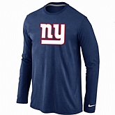 Nike New York Giants Logo Long Sleeve T-Shirt D.Blue,baseball caps,new era cap wholesale,wholesale hats