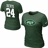 Nike New York Jets 24 REVIS Name & Number Women's T-Shirt Green,baseball caps,new era cap wholesale,wholesale hats