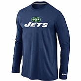Nike New York Jets Authentic Logo Long Sleeve T-Shirt D.Blue,baseball caps,new era cap wholesale,wholesale hats