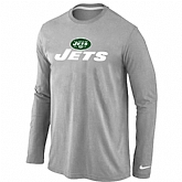 Nike New York Jets Authentic Logo Long Sleeve T-Shirt Gray,baseball caps,new era cap wholesale,wholesale hats
