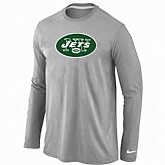 Nike New York Jets Logo Long Sleeve T-Shirt Gray,baseball caps,new era cap wholesale,wholesale hats