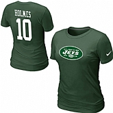 Nike New York Jets Santonio Holmes Name & Number Women's T-Shirt Green,baseball caps,new era cap wholesale,wholesale hats