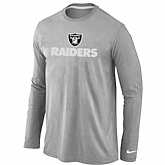 Nike Oakland Raiders Authentic Logo Long Sleeve T-Shirt Gray,baseball caps,new era cap wholesale,wholesale hats