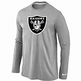 Nike Oakland Raiders Logo Long Sleeve T-Shirt Gray,baseball caps,new era cap wholesale,wholesale hats