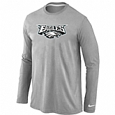 Nike Philadelphia Eagles Authentic Logo Long Sleeve T-Shirt Gray,baseball caps,new era cap wholesale,wholesale hats