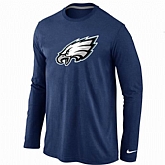 Nike Philadelphia Eagles Logo Long Sleeve T-Shirt D.Blue,baseball caps,new era cap wholesale,wholesale hats
