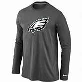 Nike Philadelphia Eagles Logo Long Sleeve T-Shirt D.Gray,baseball caps,new era cap wholesale,wholesale hats