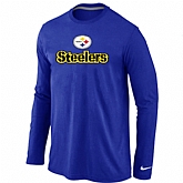 Nike Pittsburgh Steelers Authentic Logo Long Sleeve T-Shirt Blue,baseball caps,new era cap wholesale,wholesale hats