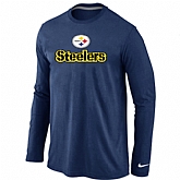 Nike Pittsburgh Steelers Authentic Logo Long Sleeve T-Shirt D.Blue,baseball caps,new era cap wholesale,wholesale hats