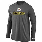 Nike Pittsburgh Steelers Authentic Logo Long Sleeve T-Shirt D.Gray,baseball caps,new era cap wholesale,wholesale hats