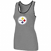 Nike Pittsburgh Steelers Ladies Big Logo Tri-Blend Racerback stretch Tank Top L.grey