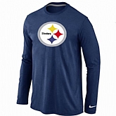 Nike Pittsburgh Steelers Logo Long Sleeve T-Shirt D.Blue,baseball caps,new era cap wholesale,wholesale hats
