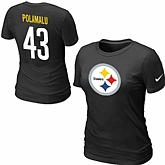 Nike Pittsburgh Steelers Troy Polamalu Name & Number Women's T-Shirt Black,baseball caps,new era cap wholesale,wholesale hats