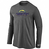 Nike San Diego Charger Authentic Logo Long Sleeve T-Shirt D.Gray,baseball caps,new era cap wholesale,wholesale hats