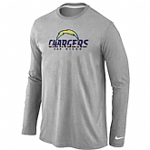 Nike San Diego Charger Authentic Logo Long Sleeve T-Shirt Gray,baseball caps,new era cap wholesale,wholesale hats