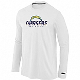 Nike San Diego Charger Authentic Logo Long Sleeve T-Shirt White,baseball caps,new era cap wholesale,wholesale hats
