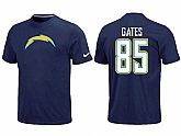 Nike San Diego Chargers 85 Gates Name & Number T-Shirt D.Blue,baseball caps,new era cap wholesale,wholesale hats