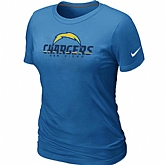 Nike San Diego Chargers Authentic Logo Women's T-Shirt L.Blue,baseball caps,new era cap wholesale,wholesale hats