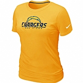 Nike San Diego Chargers Authentic Logo Women's T-Shirt Yellow,baseball caps,new era cap wholesale,wholesale hats