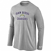 Nike San Diego Chargers Heart & Soul Long Sleeve T-Shirt Gray,baseball caps,new era cap wholesale,wholesale hats