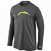 Nike San Diego Chargers Logo Long Sleeve T-Shirt D.Gray,baseball caps,new era cap wholesale,wholesale hats