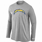 Nike San Diego Chargers Logo Long Sleeve T-Shirt Gray,baseball caps,new era cap wholesale,wholesale hats