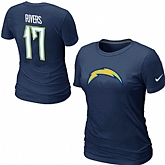 Nike San Diego Chargers Phillip Rivers Name & Number Women's T-Shirt D.Blue,baseball caps,new era cap wholesale,wholesale hats