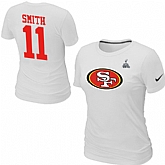 Nike San Francisco 49ers 11 SMITH Name & Number Super Bowl XLVII Women's T-Shirt White,baseball caps,new era cap wholesale,wholesale hats