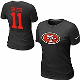 Nike San Francisco 49ers 11 SMITH Name & Number Women's T-Shirt Black,baseball caps,new era cap wholesale,wholesale hats