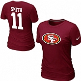 Nike San Francisco 49ers 11 SMITH Name & Number Women's T-Shirt Red,baseball caps,new era cap wholesale,wholesale hats