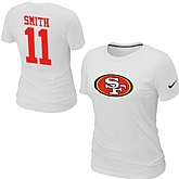 Nike San Francisco 49ers 11 SMITH Name & Number Women's T-Shirt White,baseball caps,new era cap wholesale,wholesale hats
