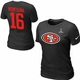 Nike San Francisco 49ers 16 Montana Name & Number Super Bowl XLVII Women's T-Shirt Black,baseball caps,new era cap wholesale,wholesale hats