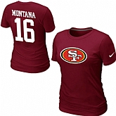 Nike San Francisco 49ers 16 Montana Name & Number Women's T-Shirt Red,baseball caps,new era cap wholesale,wholesale hats