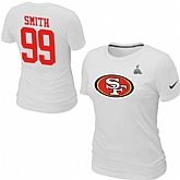 Nike San Francisco 49ers 99 SMITH Name & Number Super Bowl XLVII Women's T-Shirt White,baseball caps,new era cap wholesale,wholesale hats