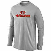 Nike San Francisco 49ers Authentic Logo Long Sleeve T-Shirt Gray,baseball caps,new era cap wholesale,wholesale hats