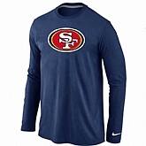 Nike San Francisco 49ers Logo Long Sleeve T-Shirt D.Blue,baseball caps,new era cap wholesale,wholesale hats
