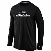 Nike Seattle Seahawks Authentic Logo Long Sleeve T-Shirt Black,baseball caps,new era cap wholesale,wholesale hats