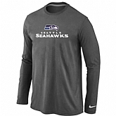 Nike Seattle Seahawks Authentic Logo Long Sleeve T-Shirt D.Gray,baseball caps,new era cap wholesale,wholesale hats