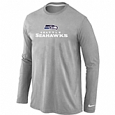 Nike Seattle Seahawks Authentic Logo Long Sleeve T-Shirt Gray,baseball caps,new era cap wholesale,wholesale hats