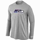 Nike Seattle Seahawks Logo Long Sleeve T-Shirt Gray,baseball caps,new era cap wholesale,wholesale hats