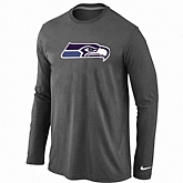 Nike Seattle Seahawks Logo Long Sleeve T-ShirtD.Gray,baseball caps,new era cap wholesale,wholesale hats
