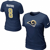 Nike St. Louis Rams Sam Bradford Name & Number Women's T-Shirt Blue,baseball caps,new era cap wholesale,wholesale hats
