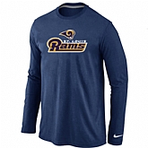 Nike St.Louis Rams Authentic Logo Long Sleeve T-Shirt D.Blue,baseball caps,new era cap wholesale,wholesale hats