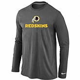 Nike Washington Red Skins Authentic Logo Long Sleeve T-Shirt D.Gray,baseball caps,new era cap wholesale,wholesale hats